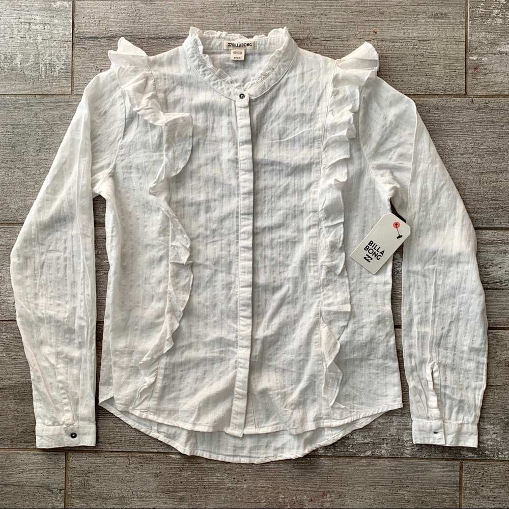 🔥🔥BILLABONG - RUFFLE LS BUTTON DOWN TOP 🔥🔥 - Picture 5 of 6